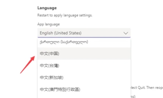 如何在Teams中设置汉语显示-Teams设置为汉语的方法