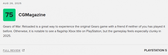 《战争机器:重装上阵》在M站获得80分,极佳的复古体验 《战争机器:重装上阵》在M站获得80分,极佳的复古体验