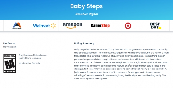 《一步一脚印》获得ESRB评级为17+：涉嫌裸露场景和成人幽默！