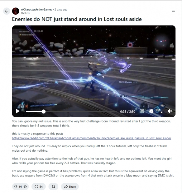 《失落之魂》中的敌人被动行为视频最初出自教程早期阶段，实际的战斗表现则完全正常

