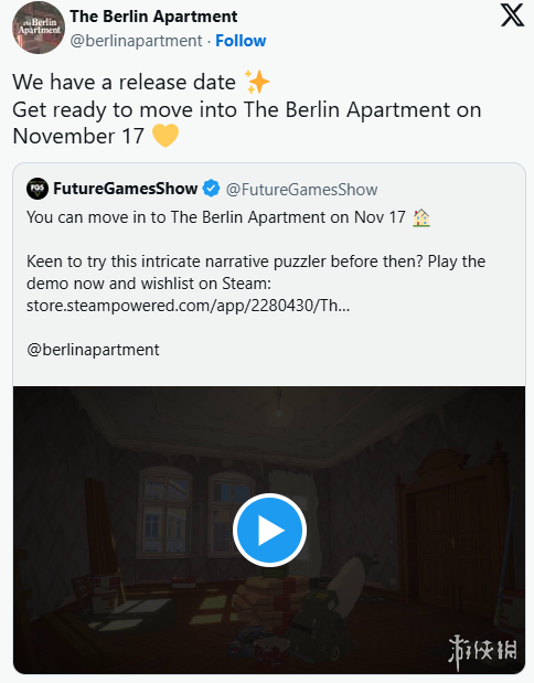 最新试玩版现已上线！备受期待的3D冒险游戏《柏林公寓》将于11月17日正式发售