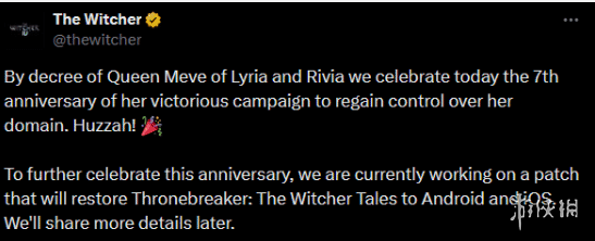 CDPR宣布《巫师之昆特牌：王权的陨落》即将重返移动端！  
