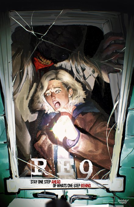 在万圣节的氛围中，《生化危机9》发布了一幅特别的庆祝海报：黑夜中，格蕾丝奋力逃脱！