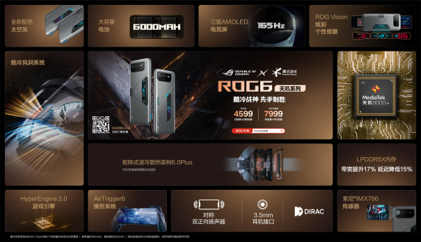 一图全览腾讯ROG游戏手机6天玑系列最新推出的旗舰级别产品：高端机皇+极致性能引领者