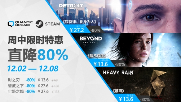 在寒冬中感受温暖的优惠！Quantic_Dream全面作品系列推出史无前例的周促活动