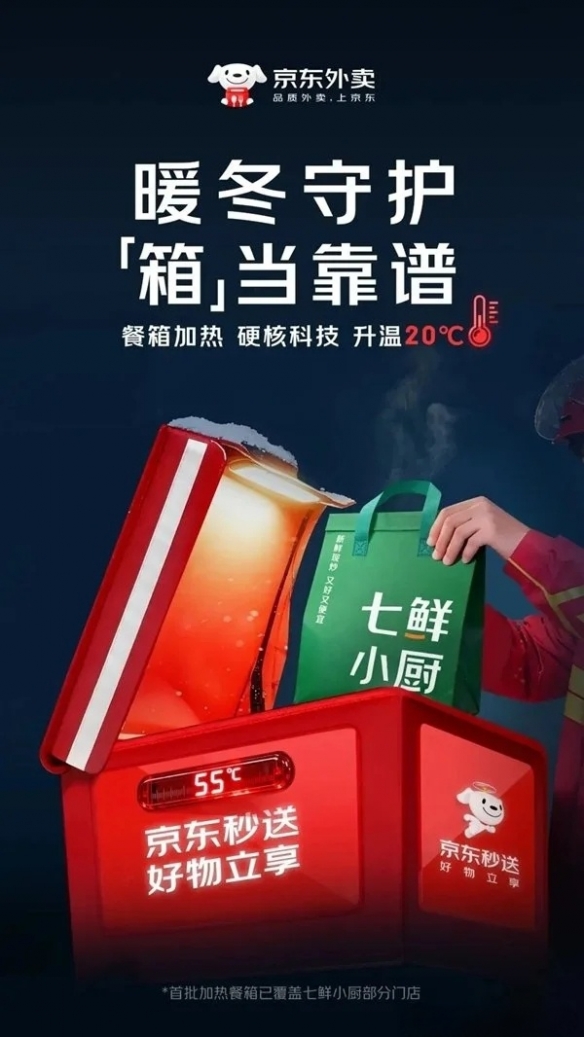 京东外卖免费提供加热餐箱！在北京试点成功后，计划扩展到更多寒冷地区的城市

