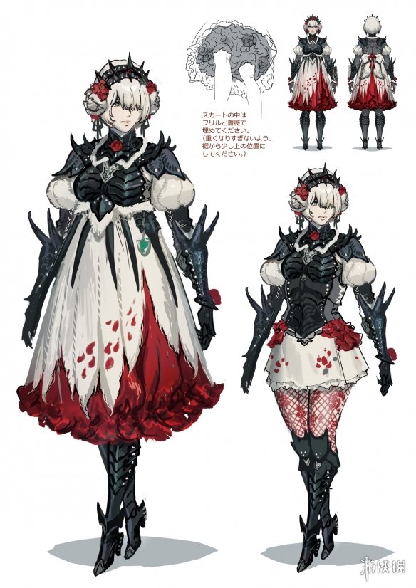 《怪物猎人：荒野》中的刺花蜘蛛角色原画，展现了一场哥特风格与花海的奇幻融合