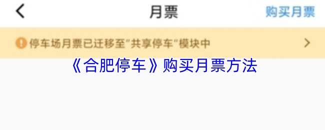《合肥停车》月票购买流程详解